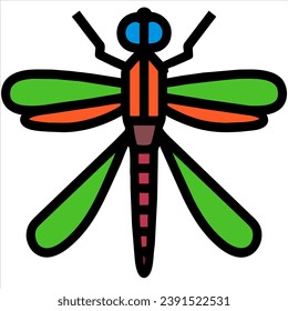 la libélula se acerca a la vista superior aislada en el fondo blanco. vector