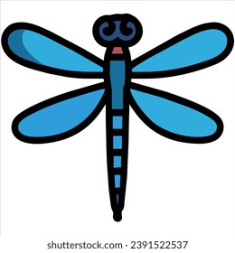 dragonfly close up top view isolated on white background. vector