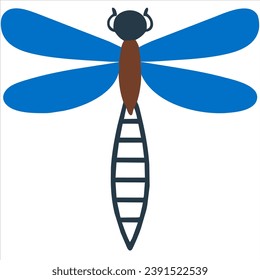 dragonfly close up top view isolated on white background. vector