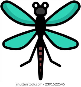 dragonfly close up top view isolated on white background. vector