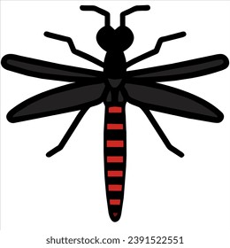 la libélula se acerca a la vista superior aislada en el fondo blanco. vector