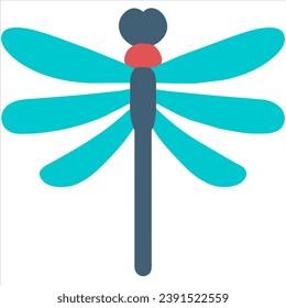 dragonfly close up top view isolated on white background. vector