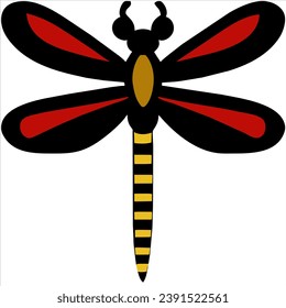 dragonfly close up top view isolated on white background. vector