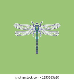 Dragonfly. color cartoon illustration in vector isolated object