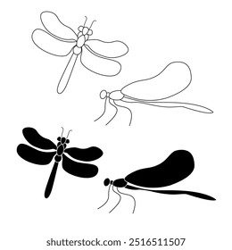 Dragonfly colored icons logos vector illustration
