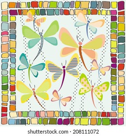 Dragonfly colorful vector