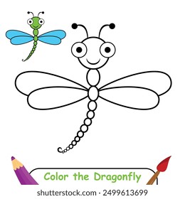 Dragonfly coloring page, coloring book for kids, dragonfly isolated vector, Dragonfly drawing coloring book for children