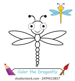 Dragonfly coloring page, coloring book for kids, dragonfly isolated vector, Dragonfly drawing coloring book for children