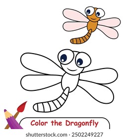 Dragonfly coloring page, coloring book for kids, dragonfly isolated vector, Dragonfly drawing coloring book for children