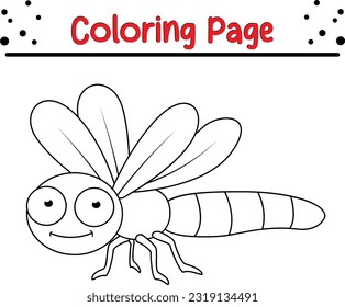 Dragonfly coloring page for a children. bugs coloring book