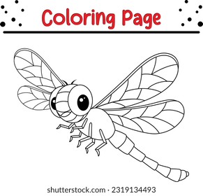 Dragonfly coloring page for a children. bugs coloring book