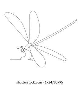  dragonfly continuous line drawing, outline