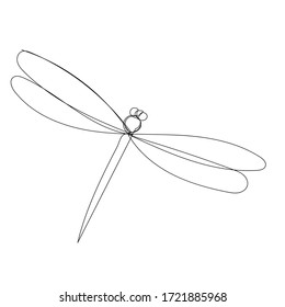 dragonfly continuous line drawing, sketch