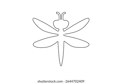 Dragonfly desenho contínuo de uma linha de arte da ilustração vetorial de contorno, Dragonfly desenho contínuo de uma linha, Dragonfly desenho contínuo de uma linha de arte de contorno.