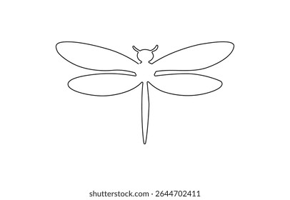 Dragonfly desenho contínuo de uma linha de arte da ilustração vetorial de contorno, Dragonfly desenho contínuo de uma linha, Dragonfly desenho contínuo de uma linha de arte de contorno.