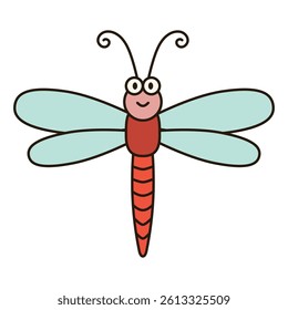 DRAGONFLY cute animal illustration outline doodle simple kawaii Japanese style drawing kiddy icon minimalist symbol isolated 