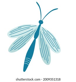 Dragonfly. Cute dragon fly. Insect. Vector illustration in flat cartoon style isolated on white background. 