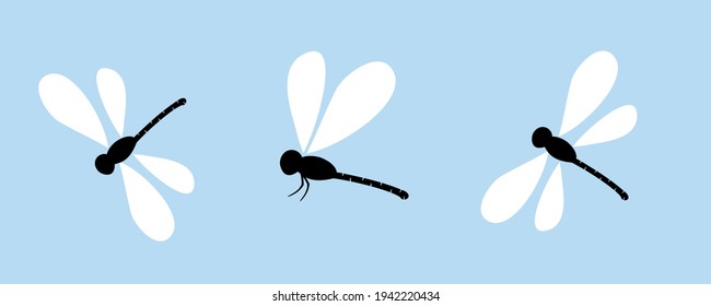 Dragonfly with cute face cartoons isolated on blue background vector illustration. 