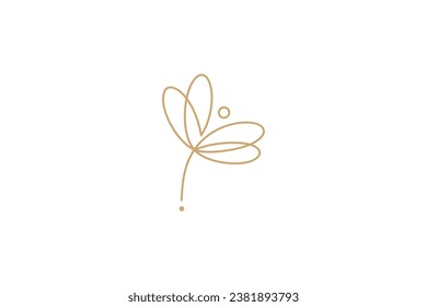 dragonfly design logo with elegant continuous line design style
