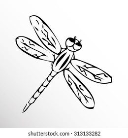 Dragonfly. Drawing. Sketch style.