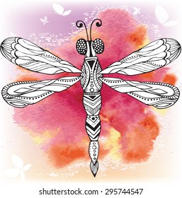 Dragonfly with ethnic patterns