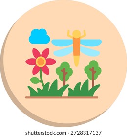 Libelle flache Kreis Stil Symbol
