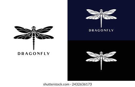 Dragonfly Flat Minimalist Style Vector Logo Illustration