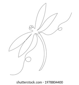 dragonfly flying continuous line drawing isolated