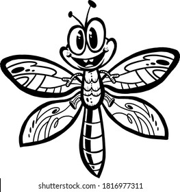 Dragonfly flying insect cartoon illustration