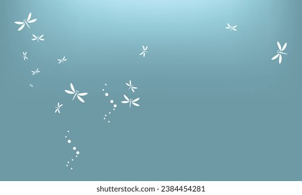 dragonfly flying in nature On a dark blue background. Vector illustration.