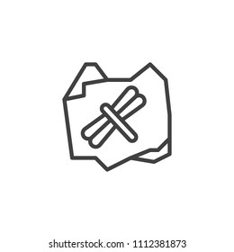 Dragonfly Fossil outline icon. linear style sign for mobile concept and web design. Stone age engraving simple line vector icon. Symbol, logo illustration. Pixel perfect vector graphics