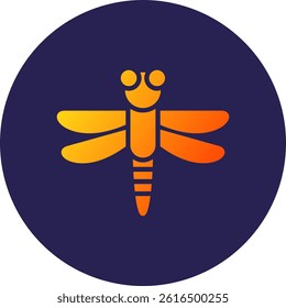 Dragonfly Glyph Circle Gradient Icon
