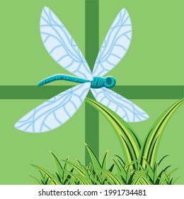 dragonfly grass foliage leaves decoration