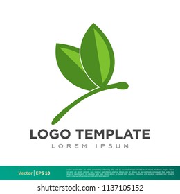 Dragonfly Green Leaf Wing Icon Vector Logo Template