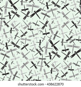 Dragonfly grey and light green seamless pattern