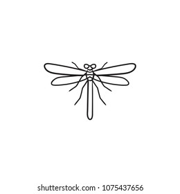 Icono del doodle dibujado a mano con la mosca del dragón. Ilustración de boceto vector de libélula de insectos para impresión, web, móvil e infografía aislados en fondo blanco.