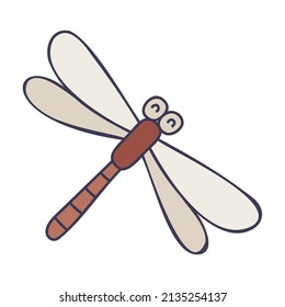 La libélula. Iconos de primavera dibujados a mano.