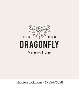 dragonfly hipster vintage logo vector icon illustration