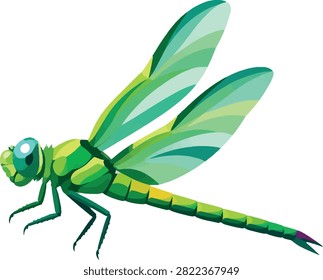 dragonfly hovering mid-air side profile, insect vector illustration