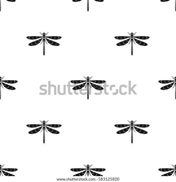 Dragonfly Icon Black Style Isolated On Stock Vector (Royalty Free