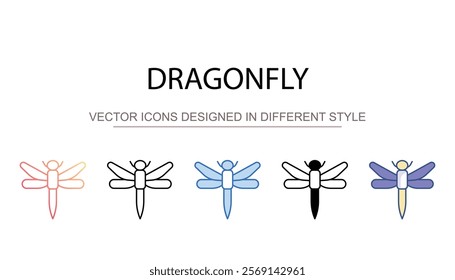 dragonfly icon design with white background stock illustration