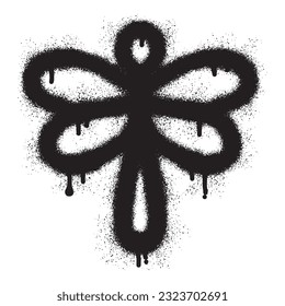 Dragonfly icon graffiti with black spray paint