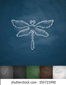 dragonfly icon. Hand drawn vector illustration. Chalkboard Design