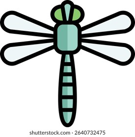 dragonfly icon illustration design with filled outline, this is not made from any AI generation