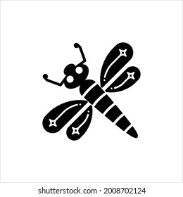 Dragonfly Icon, Insect Icon, Sharp Mandibles Predator With 360 Degree Vision Vector Art Illustration