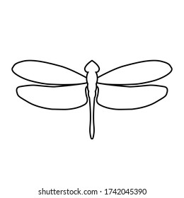 Dragonfly icon. Isolated black outline on a white background. The symbol for logo design. Stock vector illustration.