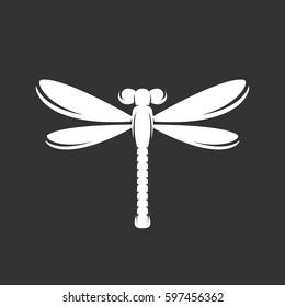 Dragonfly icon isolated on black background. Dragonfly vector logo. Flat design style. Modern vector pictogram for web graphics - stock vector