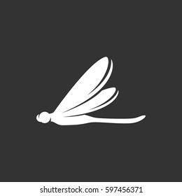 Dragonfly icon isolated on black background. Dragonfly vector logo. Flat design style. Modern vector pictogram for web graphics - stock vector
