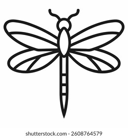 dragonfly icon line art vector logo on white background