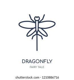 Dragonfly icon. Dragonfly linear symbol design from Fairy tale collection. Simple outline element vector illustration on white background.
